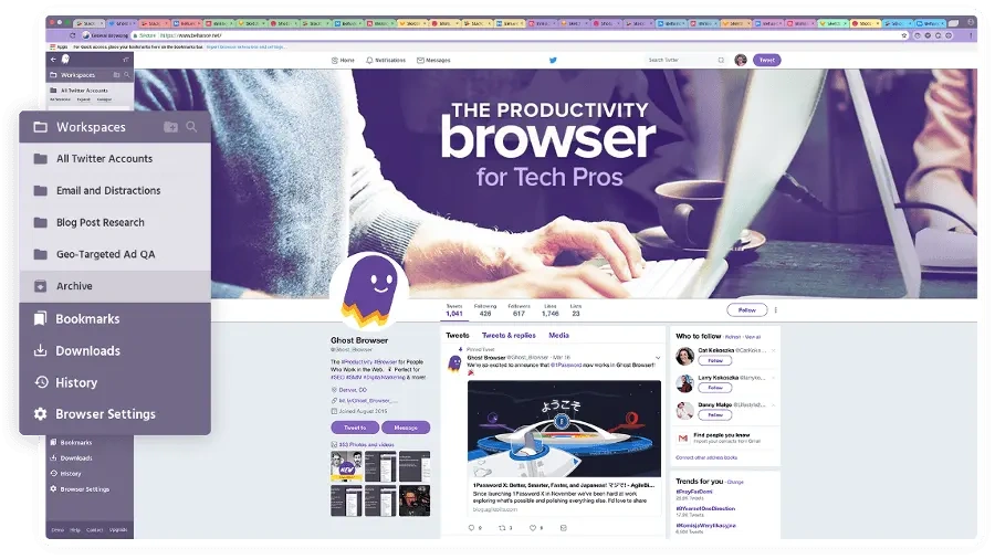 Интерфейс антидетект браузера Ghost Browser