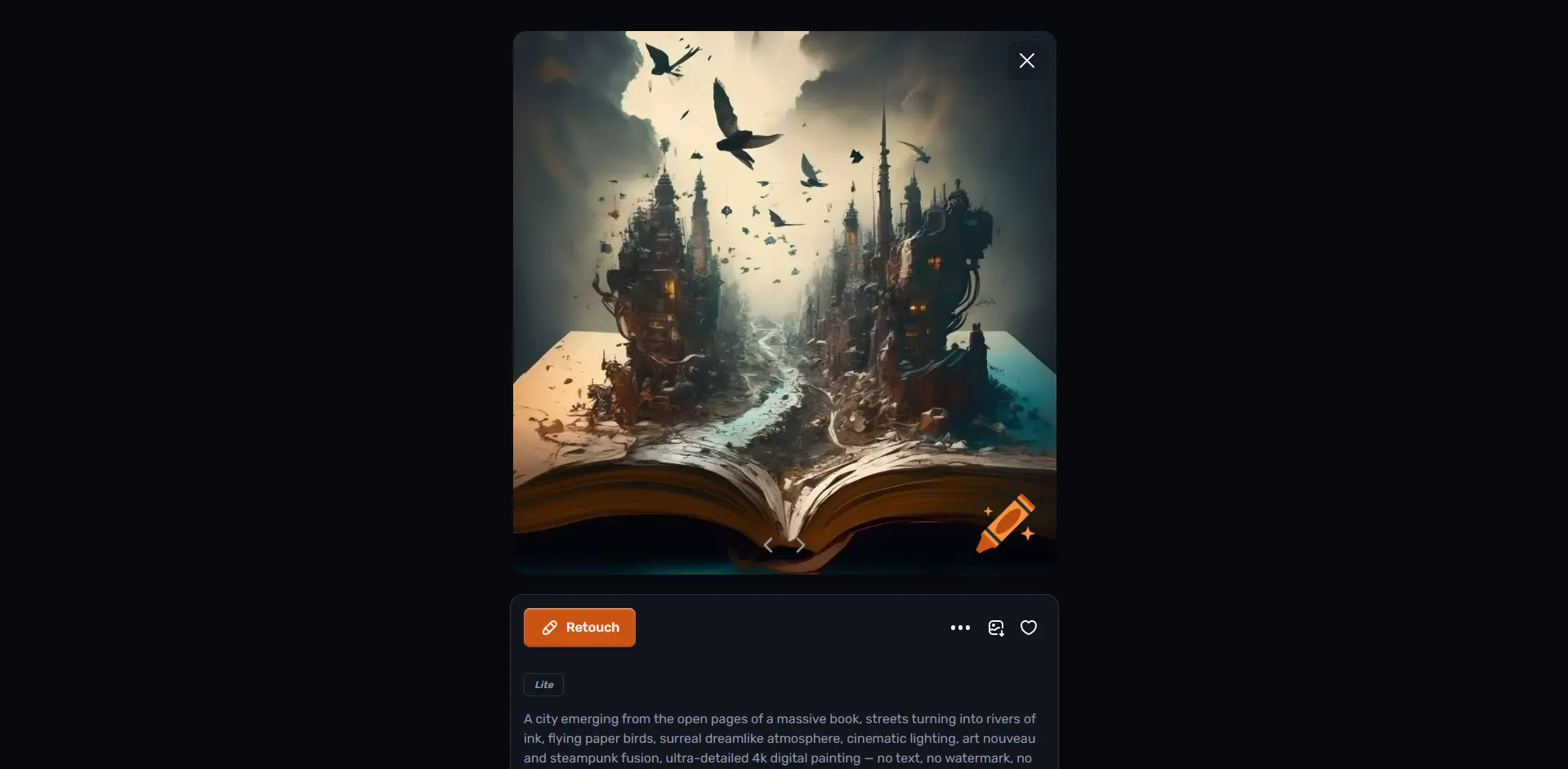 Интерфейс Craiyon с отображением сгенерированного изображения