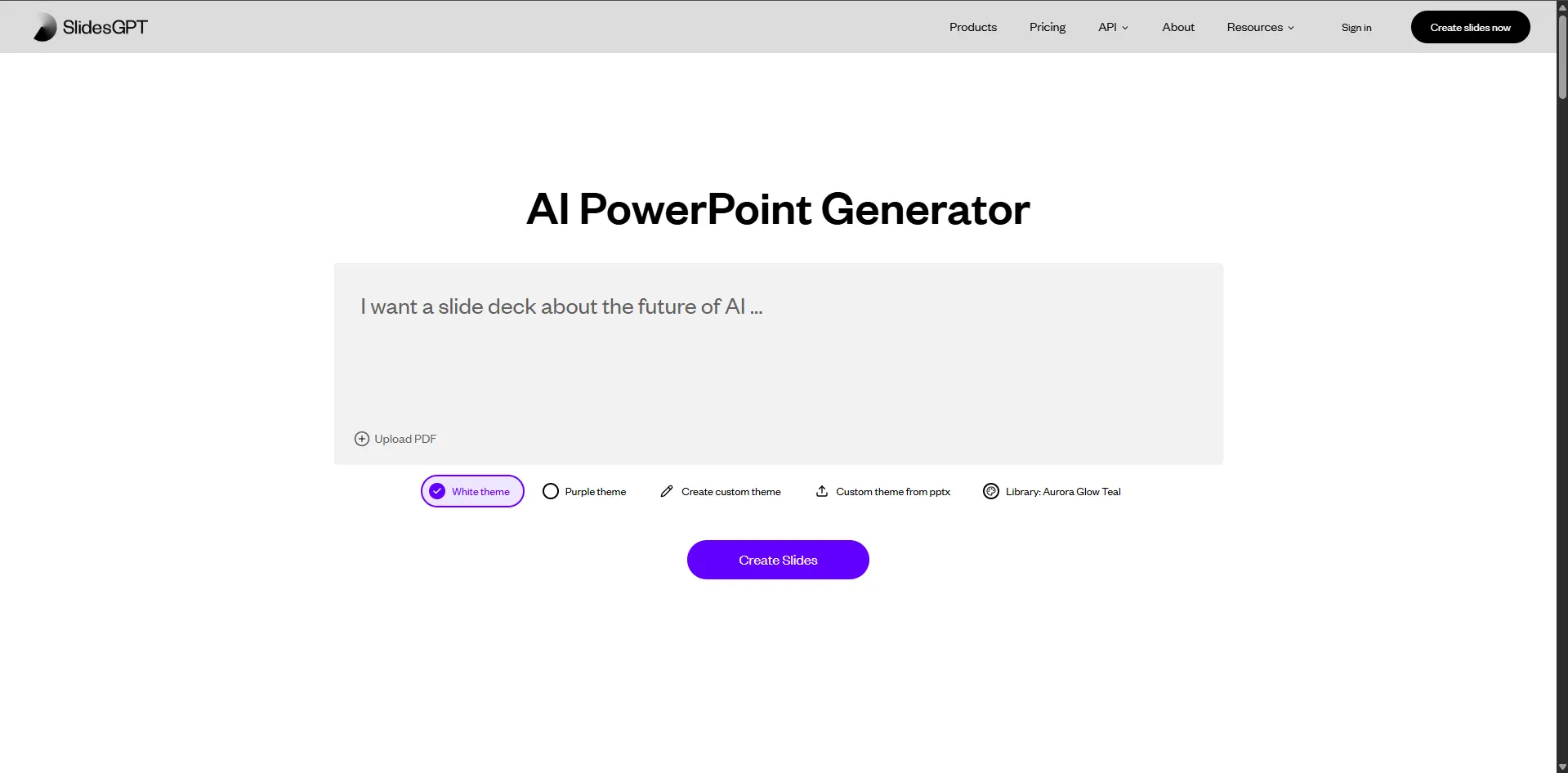 Интерфейс SlidesGPT для генерации PowerPoint-презентаций с ИИ