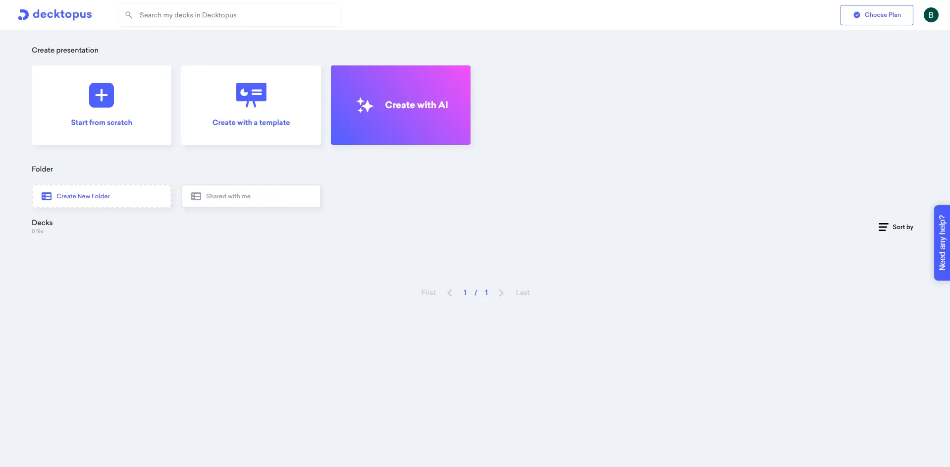 Интерфейс Decktopus AI для создания презентаций с помощью ИИ