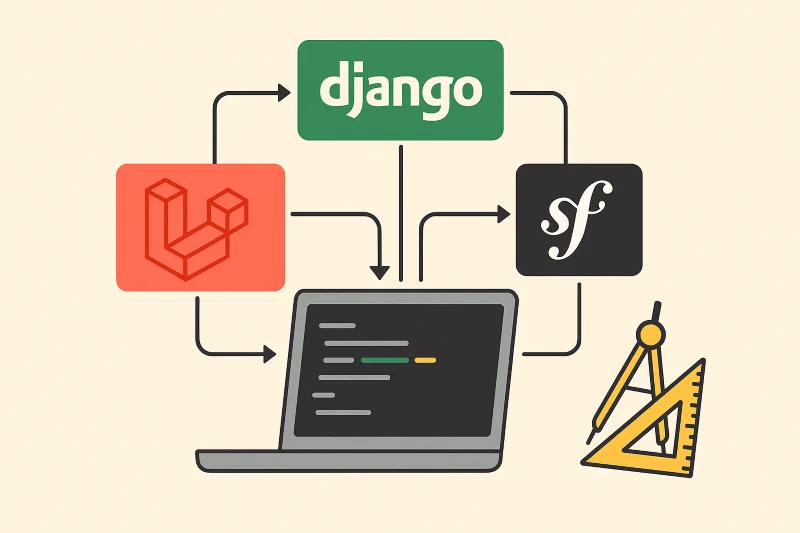 Фреймворки Laravel, Django и Symfony