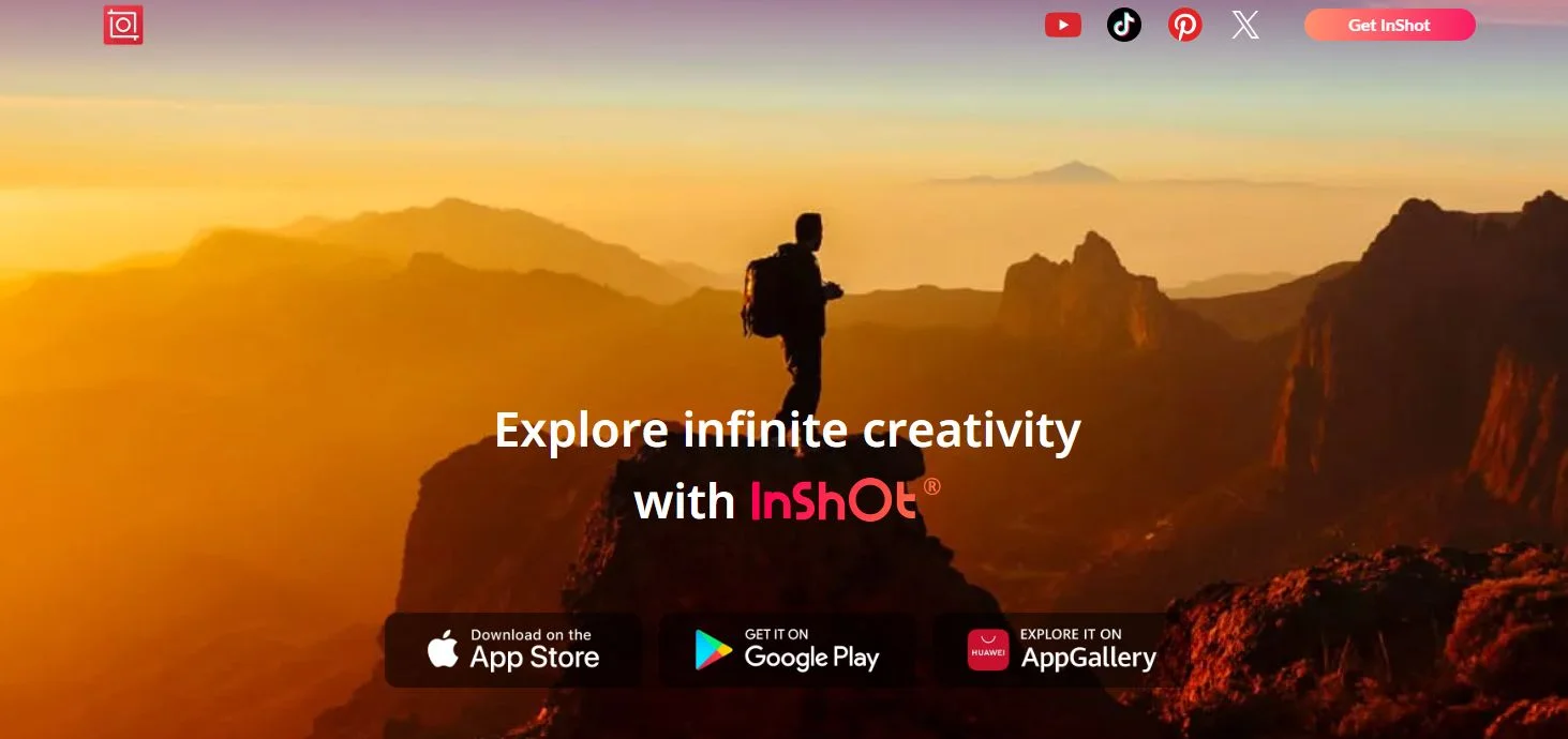 Главная страница сервиса InShot