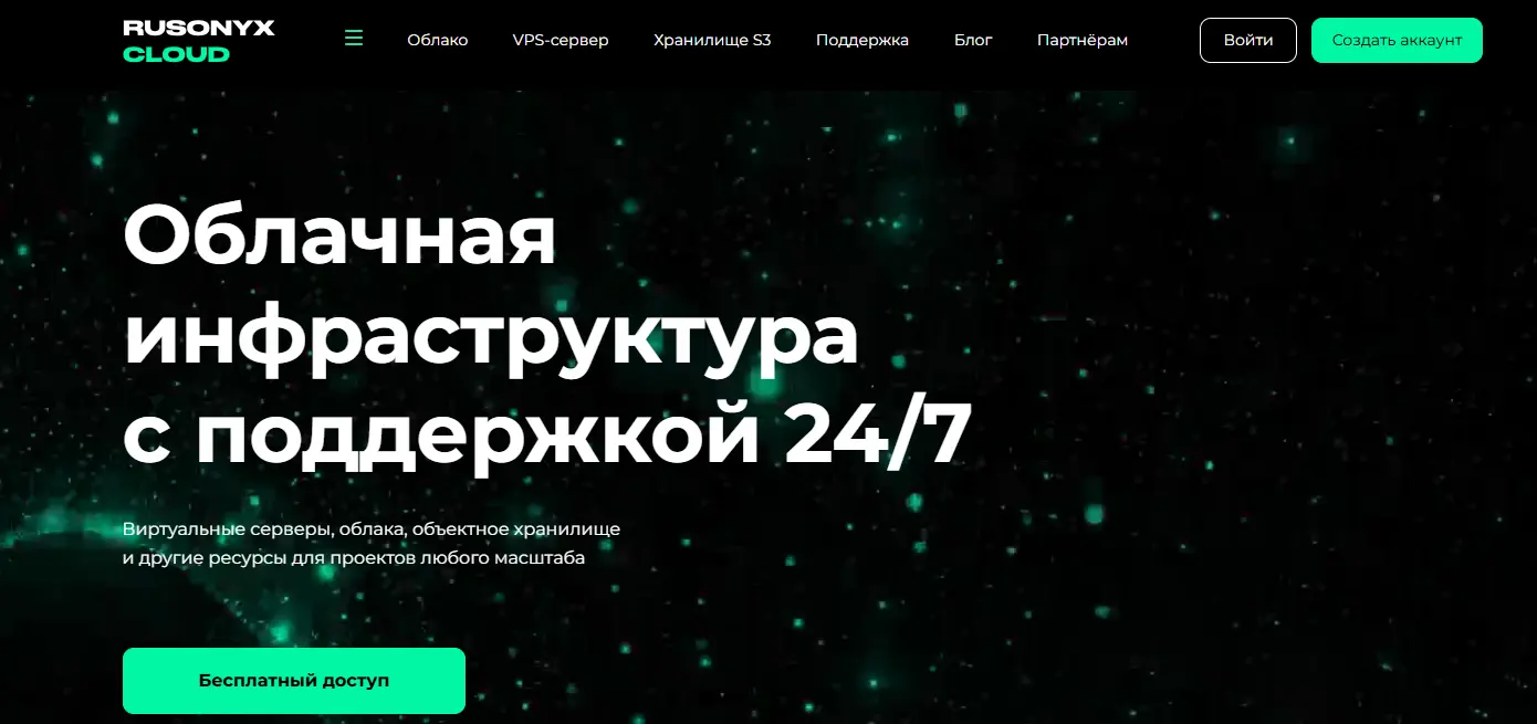 Главная страница хостинга Rusonyx