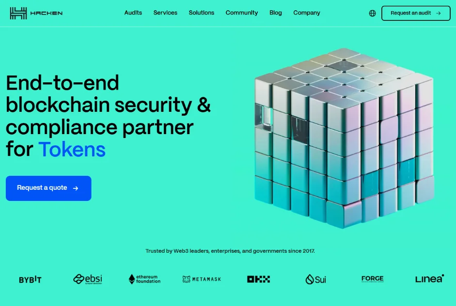 Сайт Hacken, занимающейся аудитом и безопасностью блокчейнов