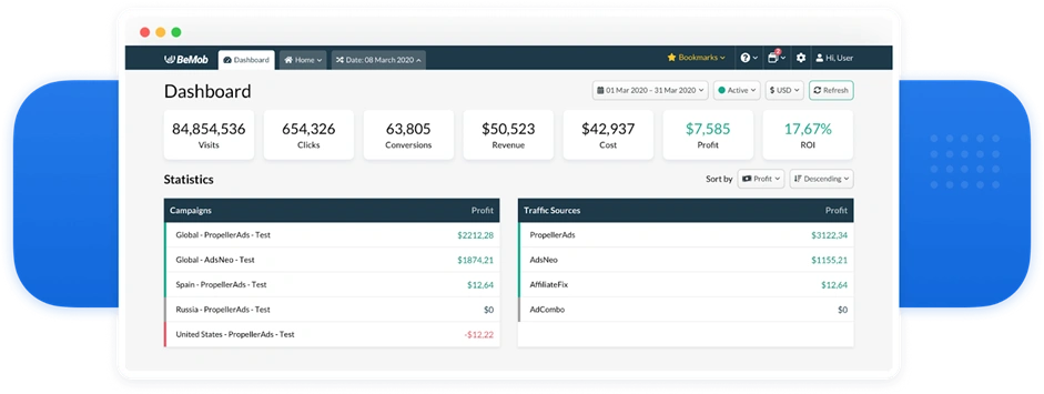 Интерфейс трекера BeMob