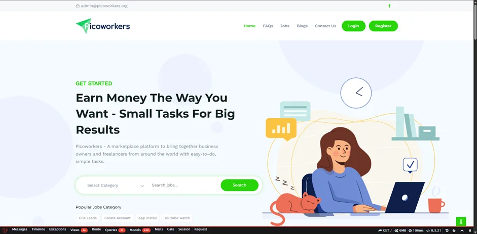Главная страница PicoWorkers — платформа микро-заданий